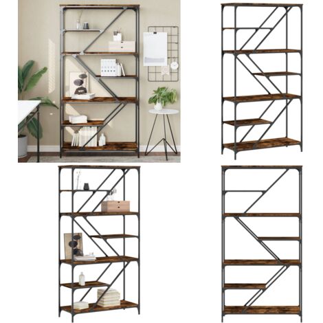 Bücherregal Räuchereiche 91x36x176 cm Holzwerkstoff und Stahl - BucheRegal - Industrielles Regal - Regal Holz - Regal Metall - Stauraum - Home & Living (1/5)