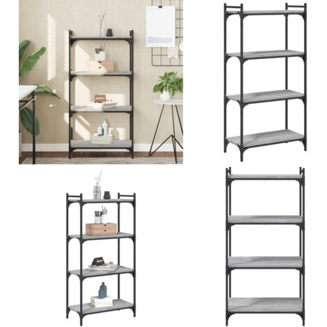 Bücherregal 4 Böden Grau Sonoma 60x30x120 cm Holzwerkstoff - Bucherregal - Regal Grau - Wohnraumorganisation - Holzwerkstoffregal - Industrielles Design - Home & Living (1/5)