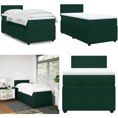 Boxspringbett mit Matratze & LED Dunkelgrün 80x200 cm Samt main image 0