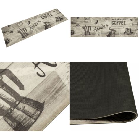 Küchenteppich Waschbar Kaffee Grau 45x150 cm Samt - Küchenläufer - Samt - Laufmatte - Anti-Rutsch - Washable - Home & Living