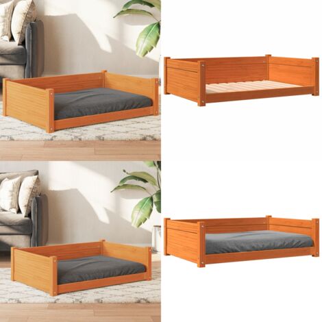 Hundebett Wachsbraun 95,5x65,5x28 cm Massivholz Kiefer - Hunde Bett - Hunde  Sofa - Holz Hundebett - Kiefernholz Hundebett - Hundebett Mit Seitenteilen  - Home & Living