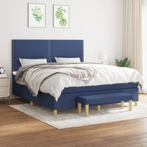 Boxspringbett mit Matratze & LED Blau 180x200 cm Stoff main image 1