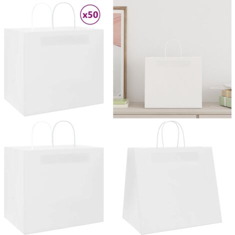 vidaXL Papiertragetaschen 50 Stk. mit Henkeln Weiß 32x22x28 cm