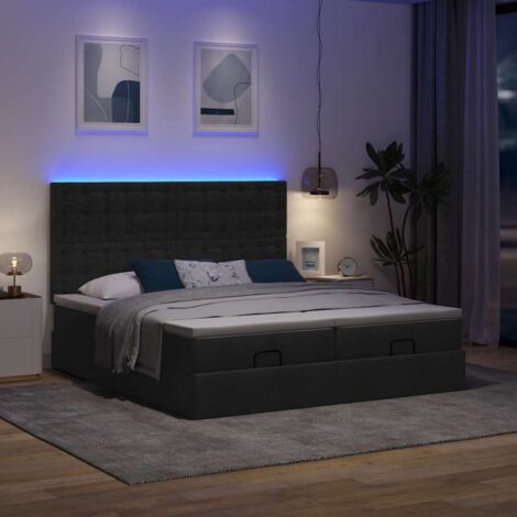 Bett mit Matratze Schwarz 180x200 cm Stoff