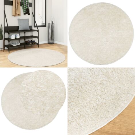 Runder Hochflor Teppich Im Karo-Design - Superweich & Waschbar Für Wohnzimmer