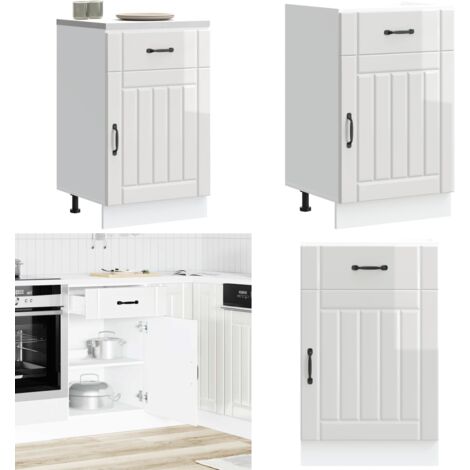 VidaXL Küchenunterschrank Lucca Hochglanz-Weiß - Spülenunterschrank 50x46x81,5cm