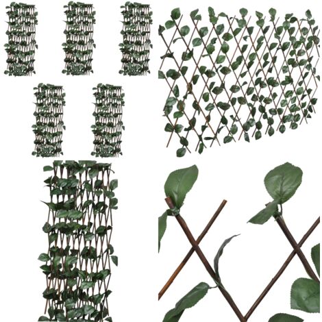 Weidenzaun-Rankgitter 5 Stk. mit knstlichen Blttern 180x60 cm -  Weidenzaun - Gartenzune - Rankgitter - Rankhilfe - Sichtschutz - Home &  Living