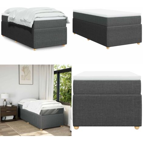 Boxspringbett mit Matratze Dunkelgrau 90x190 cm Stoff