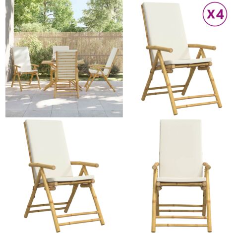 Gartensthle 4 Stk. Verstellbar Klappbar mit Kissen Bambus - Bambus  Gartenstuhl - Lounge Chair - Gartenliege - Outdoor Sessel - Balkonmbel -  Home & Living