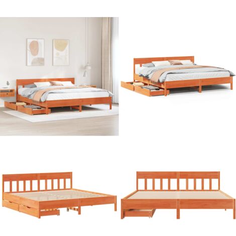 VidaXL Massivholz Bett 90x200cm Mit Nachttisch - Kiefernholz Einzelbett