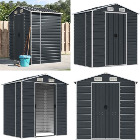 Refined Gerätehaus Anthrazit 225x89x161 Cm - Stabiles Gartenhaus Aus Stahl