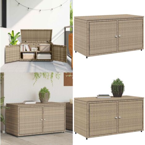 Gartenschrank Beige 110x55x60,5 cm Poly Rattan - Outdoor-Schrank ...