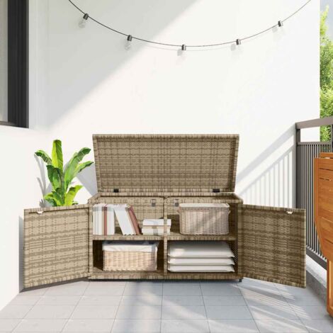 Gartenschrank Beige 110x55x60,5 cm Poly Rattan - Outdoor-Schrank ...