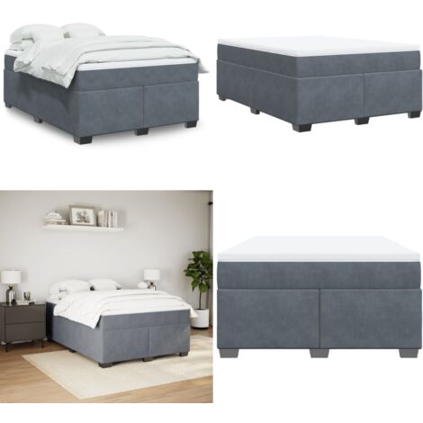 Boxspringbett mit Matratze Dunkelgrau 140x190 cm Samt - Samtbett - Boxspringbett - Doppelbett - Bettauflage - Matratze - Home & Living (1/5)