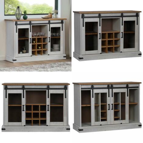 VidaXL TV-Schrank Halden 150cm - Massivholz, 2 Schiebetüren, Grau