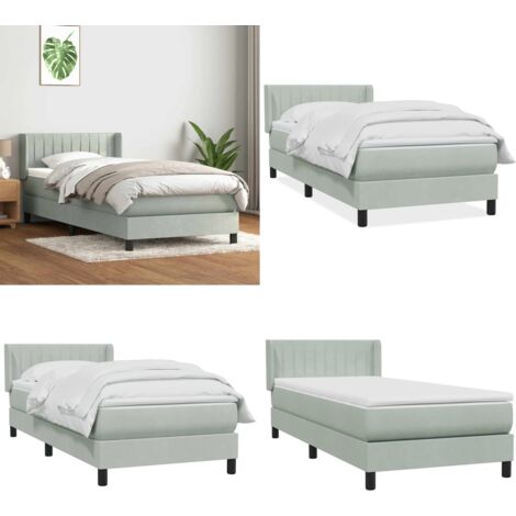 Boxspringbett mit Matratze Hellgrau 80x220 cm Samt