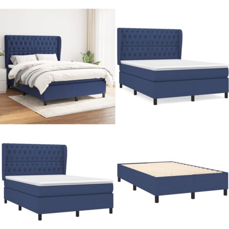 Boxspringbett mit Matratze Blau 140x190 cm Stoff - Boxspringbett - Doppelbett - Schlafsystem - Blau - Bettauflage - Home & Living (1/5)
