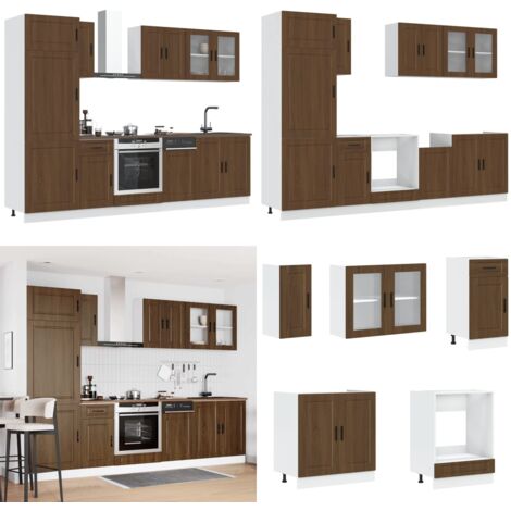 Emmtore 8-teilige Küchenzeile Hochglanz Weiß - Einbauküche Schrank-Set