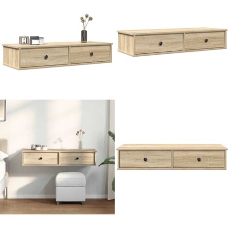 vidaXL Wandschap met lades 100x37,5x19 cm bewerkt hout wit, wandplank met kast, wandgemonteerde opbergkast, wandopberger, wandopbergkast