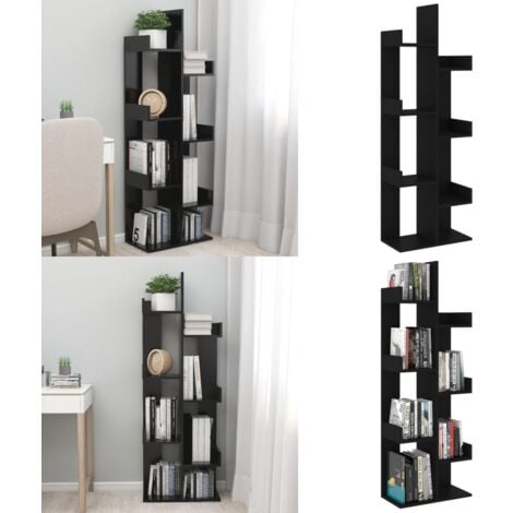 TerraVibe Drehbares Bücherregal 5 Etagen - 360° Schwenkregal Mit Rollen In Schwarz