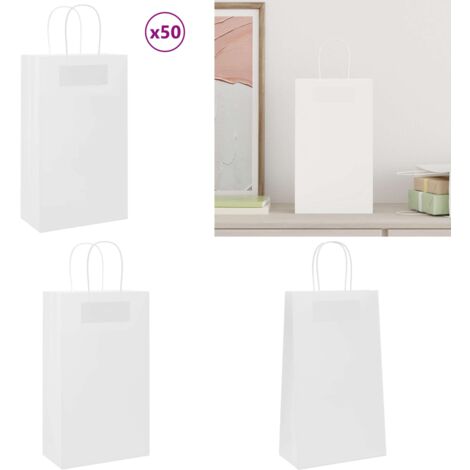 vidaXL Papiertragetaschen 50 Stk. mit Henkeln Weiß 21x11x36 cm