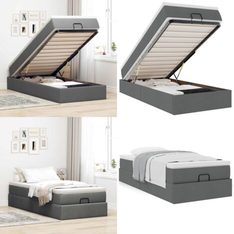 vidaXL Ottoman-Bett mit Matratze Dunkelgrau 80x200 cm Stoff