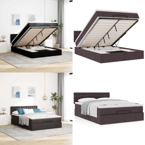 vidaXL Ottoman-Bett mit Matratze Dunkelbraun 140x200 cm Stoff