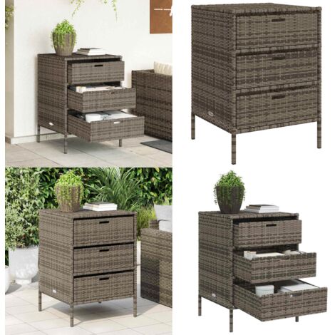 Gartenschrank Grau 55x59x80 cm Poly Rattan - Outdoor-Schrank ...