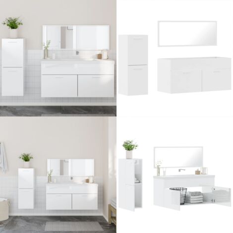 Selsey Kinsonin - Badezimmermöbel-Set, Weiß Matt / Weiß Hochglanz