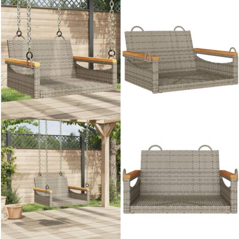 Hängesessel Grau 63x62x40 cm Poly Rattan - Gartensessel - Hangestuhl - Schaukelbank - Gartenmöbel - Rattan Möbel - Home & Living