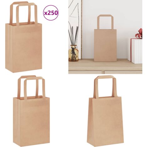 vidaXL Papiertragetaschen 250 Stk. mit Henkeln Braun 15x8x21 cm