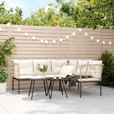 VidaXL Gartensofa In L-Form – Ecksofa Mit Kissen, Grau, Poly Rattan, Pulverbeschichteter Stahlrahmen, Abnehmbare & Waschbare Bezüge, Für Garten & Terrasse