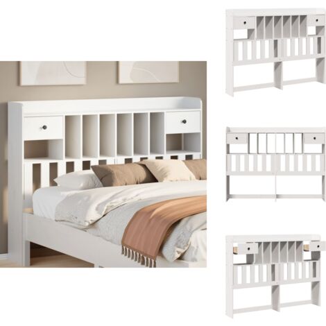 Norheim Kopfteil Mit Ablagen - 140cm Bücherregal Kopfteil Fürs Schlafzimmer In Weiß