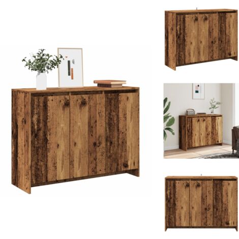 INLIFE Sideboard 120cm Altholz-Optik - Mit 2 Türen & Fächern Für Wohnzimmer
