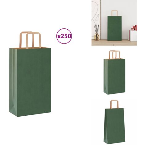 Papiertragetaschen 250 Stk. mit Henkeln Grün 21x11x36 cm ...