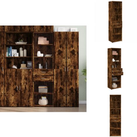 Highboard Räuchereiche 50x42,5x185 cm Holzwerkstoff - Sideboard - Hochboard - Wohnzimmermöbel - Regal - Aufbewahrung (1/5)