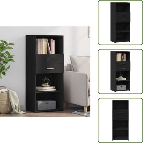Highboard Schwarz 50x42,5x124 cm Holzwerkstoff - Schreibtisch - Wohnzimmer Dekoration - Regal - Aufbewahrungsschrank - Hochbord (1/5)