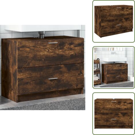 Waschbeckenunterschrank Räuchereiche 78x37x59 cm Holzwerkstoff ...
