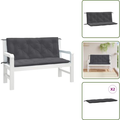 Gartenbank-Auflagen 2 Stk. Melange Anthrazit 120x50x7 cm Stoff - Gartenbank Auflagen - Sitzkissen - Outdoor Möbel - Balkon Deko - Terrasse Deko (1/5)