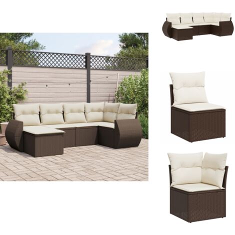 Garten Sofagarnitur 6-teilig Aus Poly Rattan - Lounge Set Mit Kissen In Hellgrau