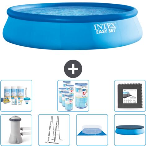 Intex runder aufblasbarer Easy Set-Schwimmpool – 457 x 107 cm – Blau – Inklusive Zubehör CB43 (1/4)