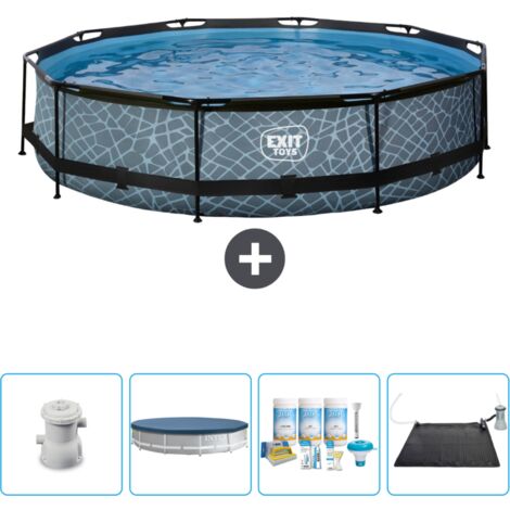 Exit Pool Rund - Steinoptik - 360x76 cm - 5-teilig SCB18 (1/4)
