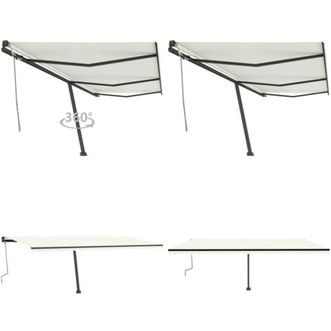 IKAYAA Freistehende Markise 400x350cm - Manuelle Standmarkise Für Balkon & Terrasse