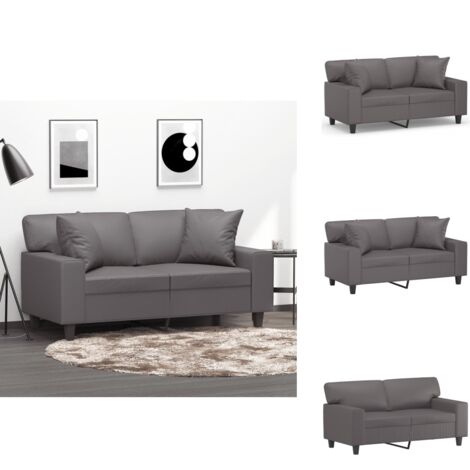 QJBSAVVA 2-Sitzer Sofa Grau - Modernes Kunstleder Sofa 140cm