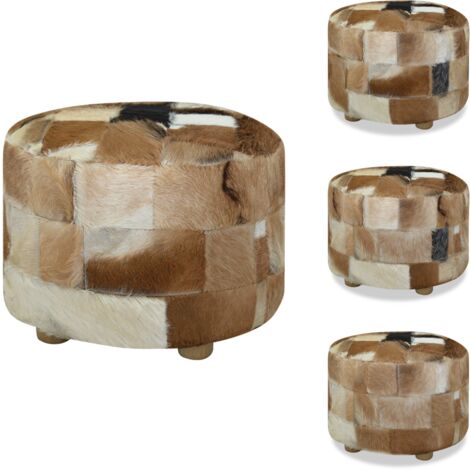 Hocker Echtleder Rund 50x50x45 cm - Echtleder Sessel - Runder Hocker ...