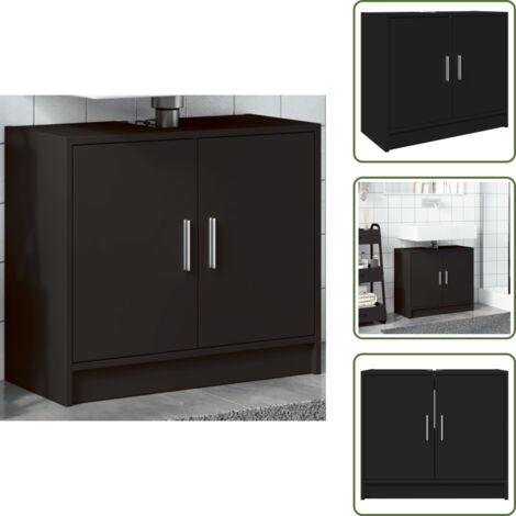 Waschbeckenunterschrank Schwarz 63x29x55 cm Holzwerkstoff - Waschtischunterschrank - Badezimmermöbel - Badschrank - Holzwerkstoff Schrank - Schwarzer Schrank