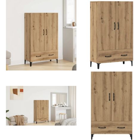 Highboard Black Oak 30 X 42.5 X 185 Cm Engineered Wood VidaXL