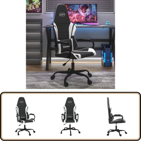 Gaming-Stuhl mit Massagefunktion Schwarz und Weiß Kunstleder - Gaming-Stuhl - PC-Stuhl - Gamer Chair - Ergonomischer Stuhl - Schreibtischstuhl (1/5)
