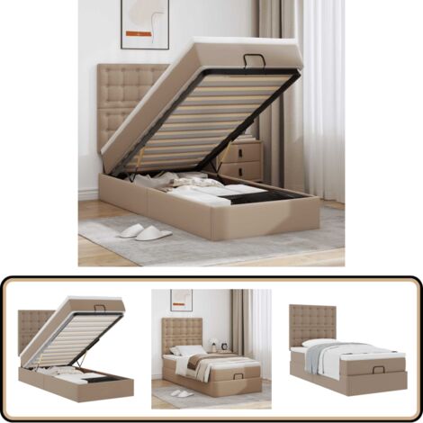 vidaXL Ottoman-Bett mit Matratze Cappuccino-Braun 100x200cm Kunstleder