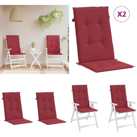 Gartenstuhlauflagen für Hochlehner 2 Stk. Weinrot 120x50x3 cm - Sitzauflage - Gartenstuhlkissen - Outdoorkissen - Hochlehnerkissen - Wasserabweisendes Kissen - Home & Living